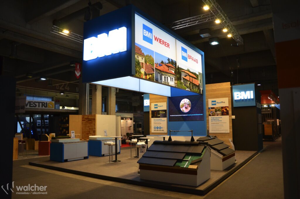 Messestand BMI auf der Klimahouse 2020 in Bozen, realisiert von Walcher Messebau
