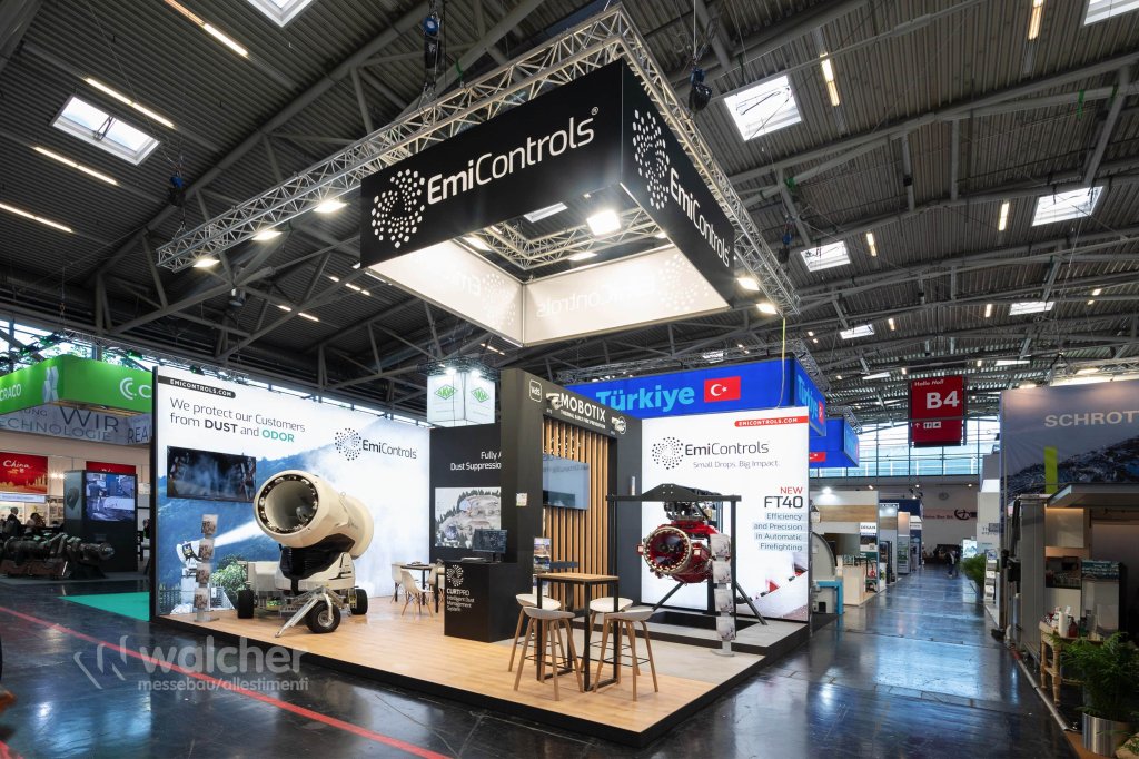 Messestand Emicontrols auf der IFAT 2024 in München, realisiert von Walcher Messebau
