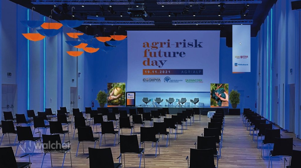 Stand Hagelschutzkonsortium a Agrialp 2021, Fiera Bolzano, realizzato da Walcher Messebau