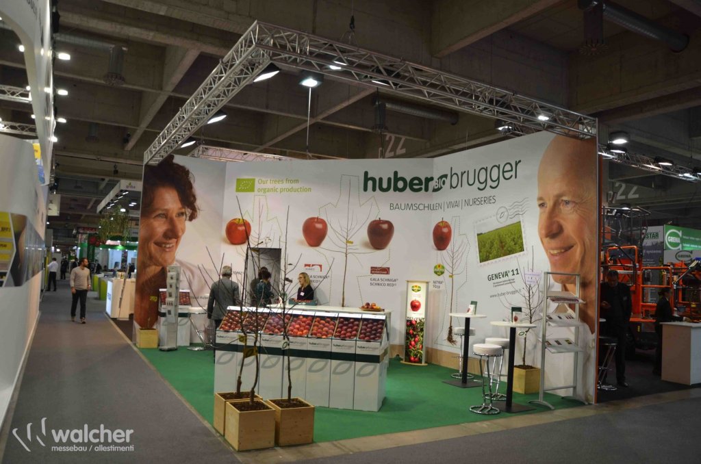 Stand Huber Brugger a Interpoma 2018, Fiera Bolzano, realizzato da Walcher Messebau