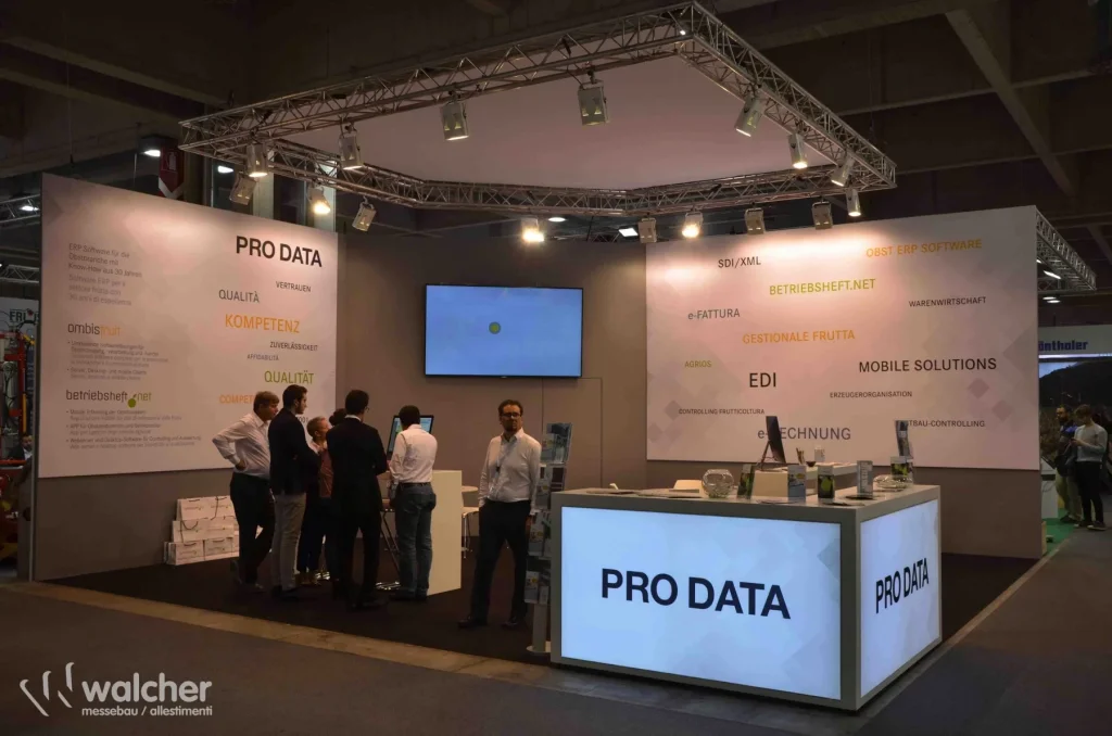 Stand Pro Data a Interpoma 2018, Fiera Bolzano, realizzato da Walcher Messebau